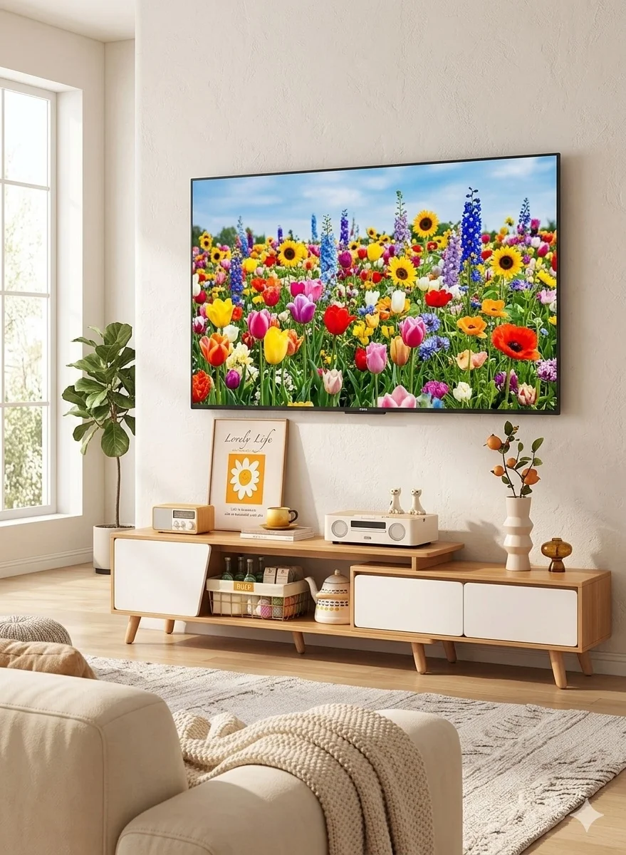 XiuWoo Modern Extendable TV Stand Media Console Table (Beige and White, 120-200cm) r8fce