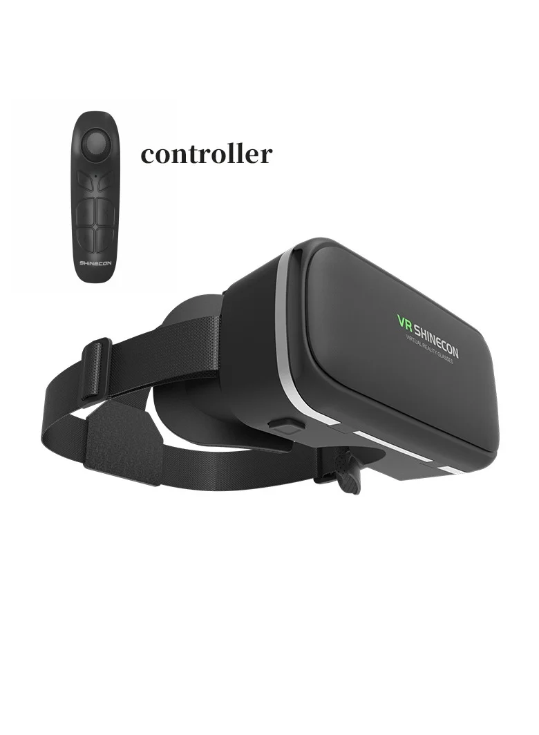 VR SHINECON Virtual Reality VR Headset with Controller 3D Glasses for Movies and Gaming (Universal Compatibility) dp1w6