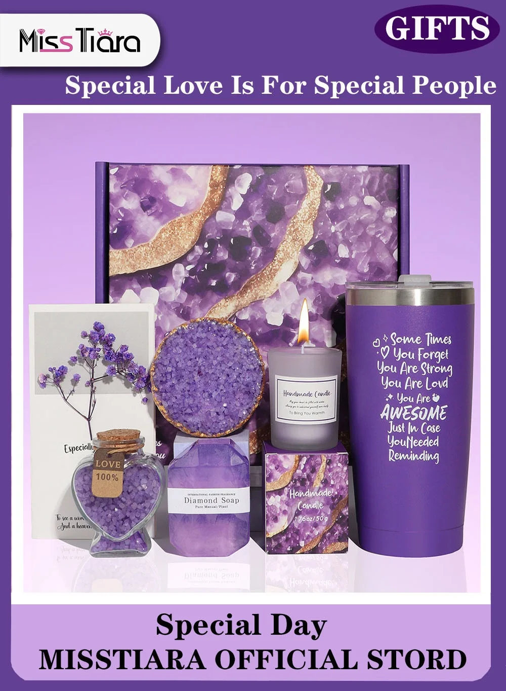 MissTiara Relaxing Spa Gift Basket Set for Women (Premium Self-Care Collection, 5-Piece Set) be5hh