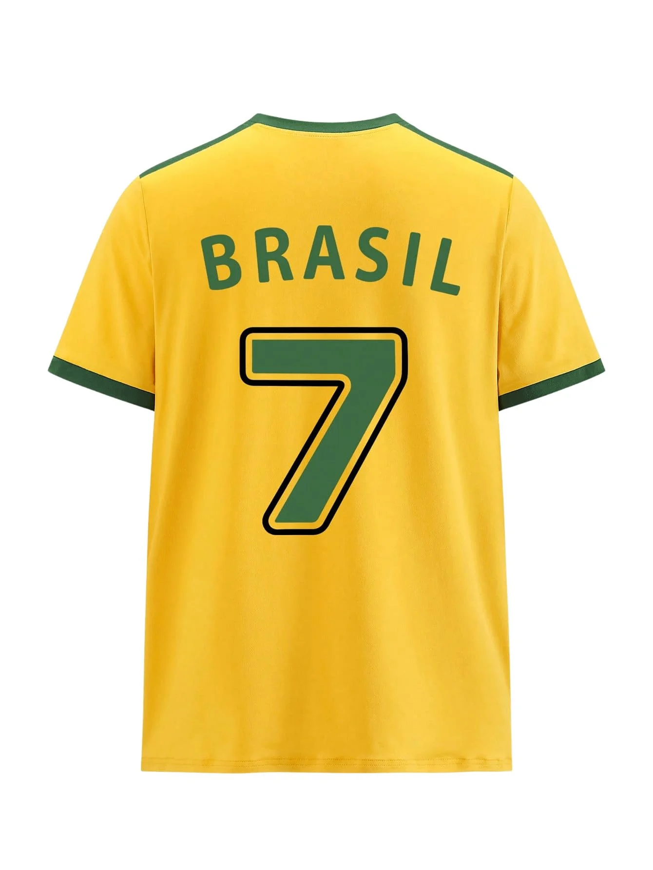 WDIRARA Men's Brazil Soccer Graphic T-Shirt Crew Neck Short Sleeve Ringer Tee (Yellow, Large) 6iuwn