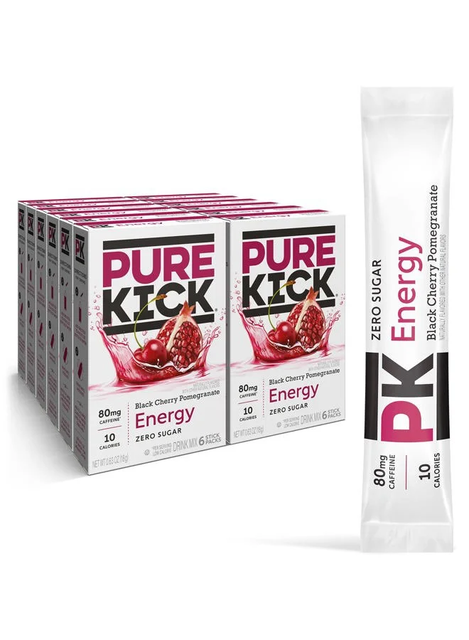 PURE KICK Energy Drink Mix Black Cherry Pomegranate Flavor (72 Packets, 12 Boxes) pt8et