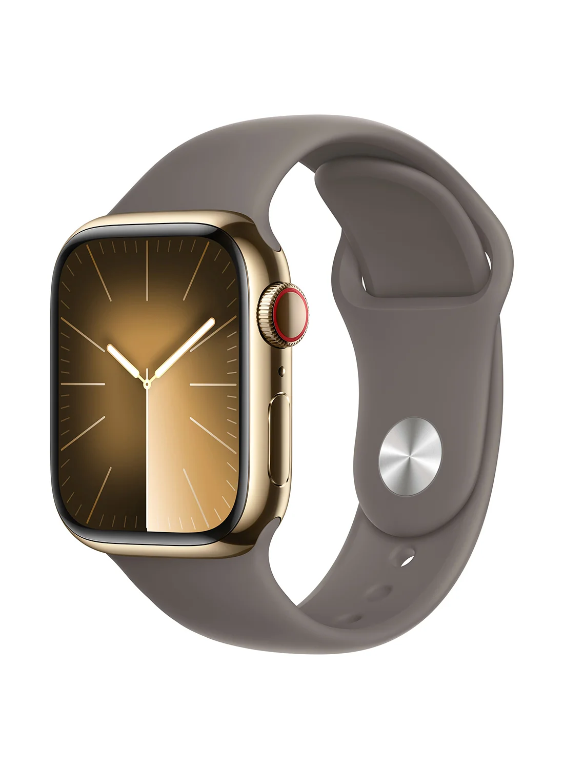 Premium Smart GPS Cellular Smartwatch (Gold Stainless Steel Case, Clay Sport Band, 45mm) jrctx