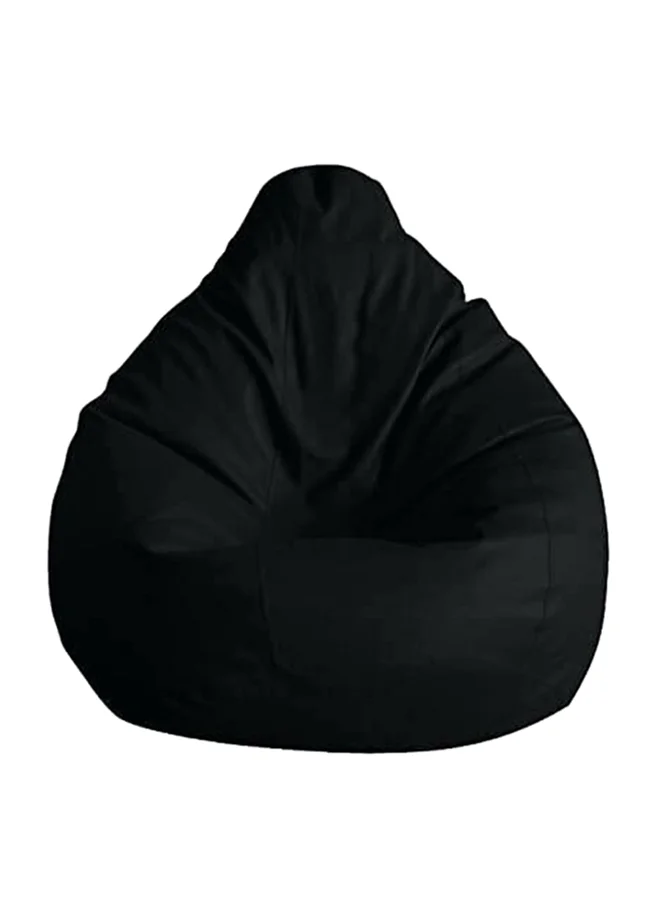 Luxe Decora PVC Bean Bag Chair Premium Faux Leather Seating for Living Room (Black, 80x80x50cm) wzms0