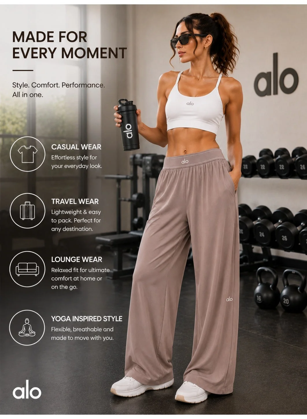 Premium High-Waist Wide Leg Lounge Pants for Women Lightweight Relaxed Fit Trousers with Side Pockets (Lotus Root, Regular) menni