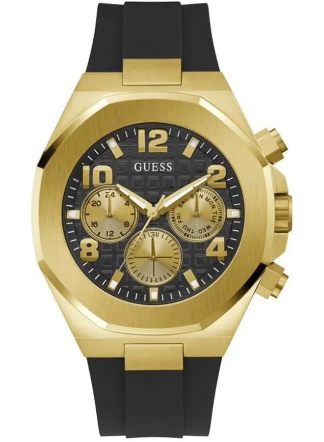 Premium Analog Quartz Men's Watch Two-Tone Case with Black Strap (46mm) 69jog