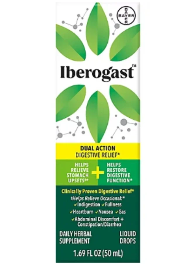 Herbal Digestive Support Liquid Drops, Premium 6-Herb Blend for Occasional Bloating and Gas (50 mL) legtj