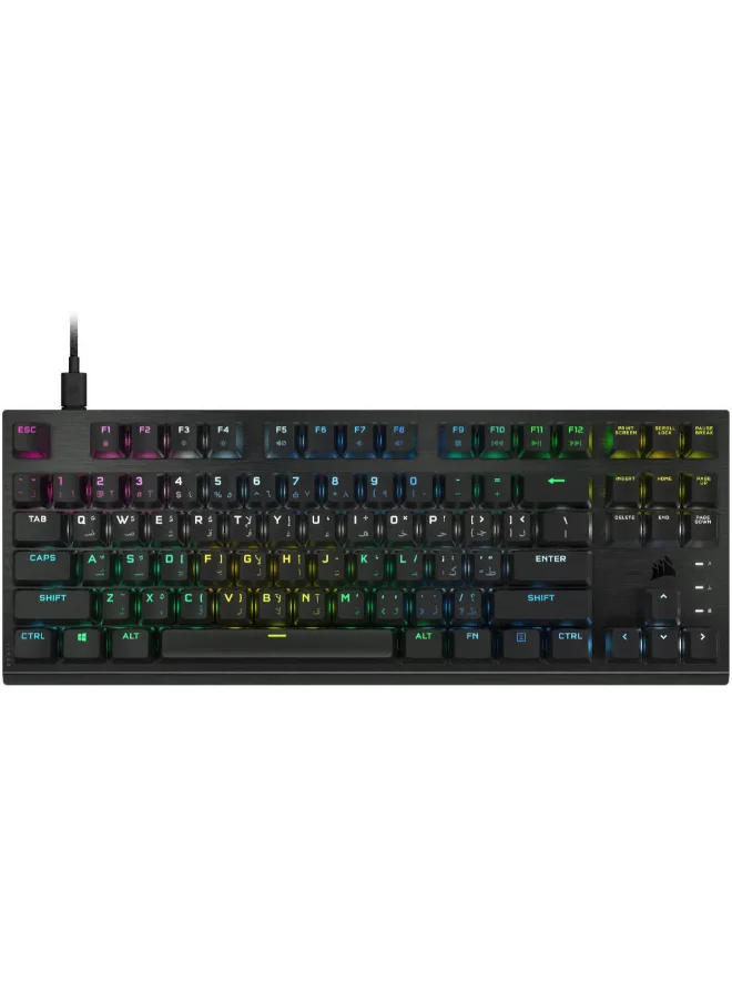 Premium TKL RGB Optical-Mechanical Gaming Keyboard, Brushed Aluminium Structure, Wired USB Type-C, AR Layout QWERTY, Black f5y3z