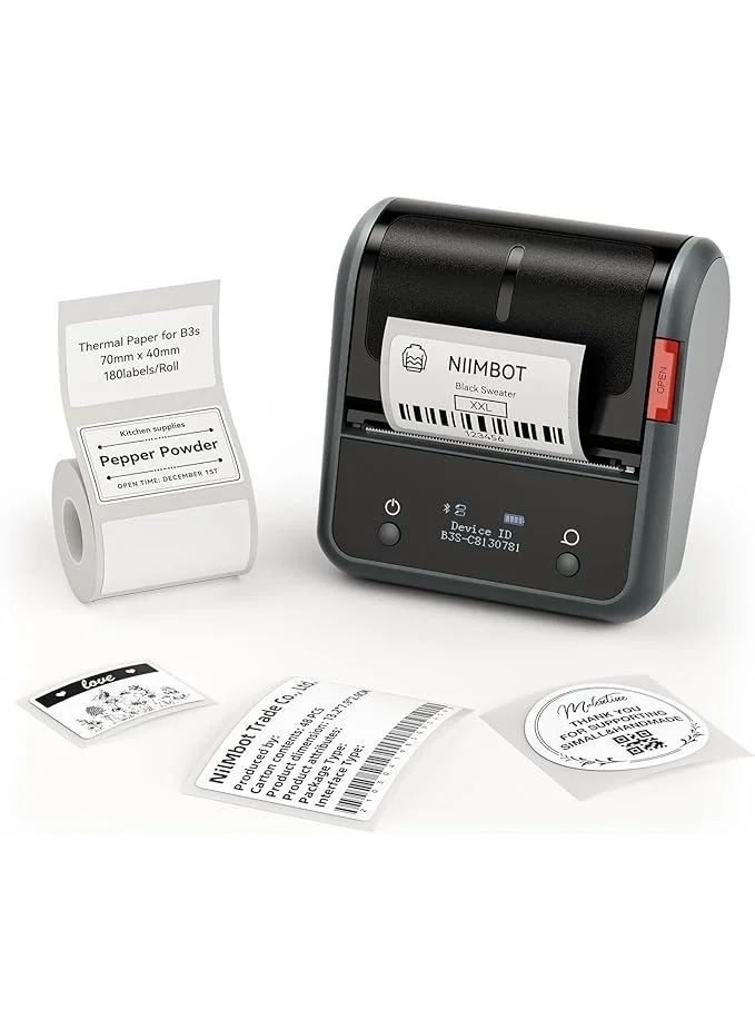 NIIMBOT B3S Portable Thermal Label Maker Machine Bluetooth Inkless Printer for Retail and Home (White, 20-75mm Print Width) cbod0