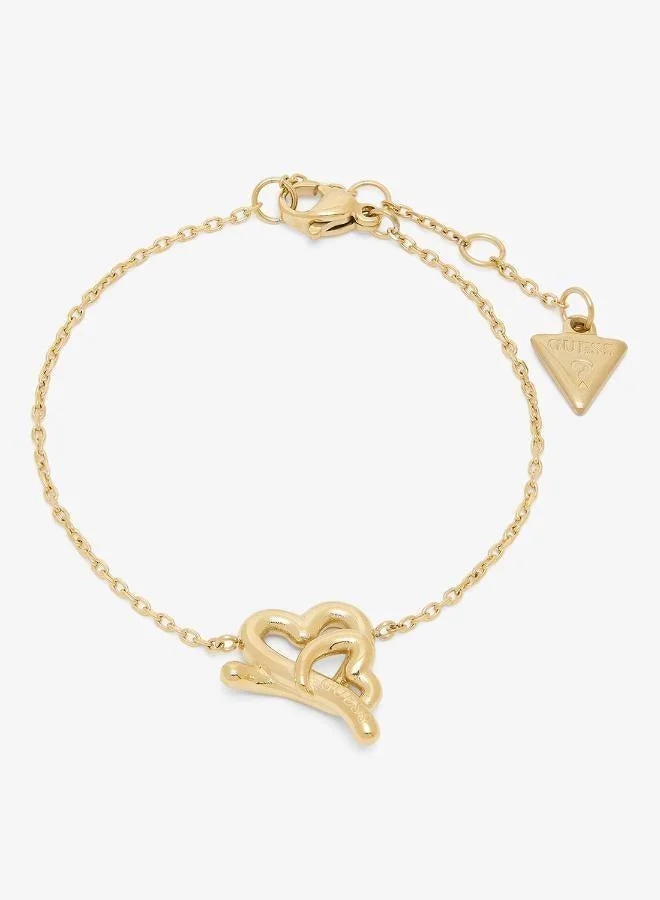Embraced Heart Chain Bracelet Premium Gold-Tone Jewelry for Women (18 cm) q8ryr