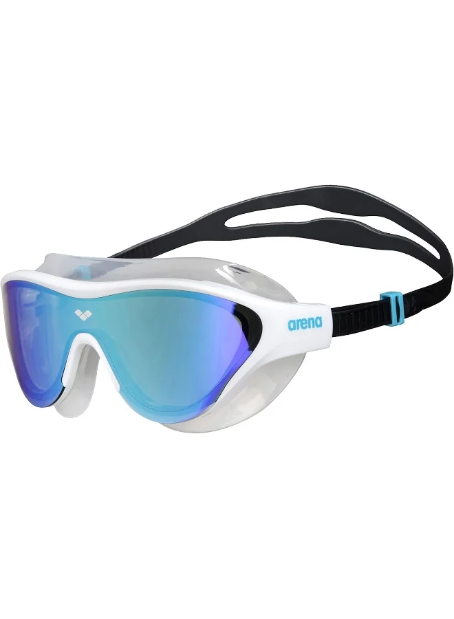 Premium Fitness Swim Mask Goggles Polycarbonate Mirror Lens (Blue/White, Large Fit) ljk11