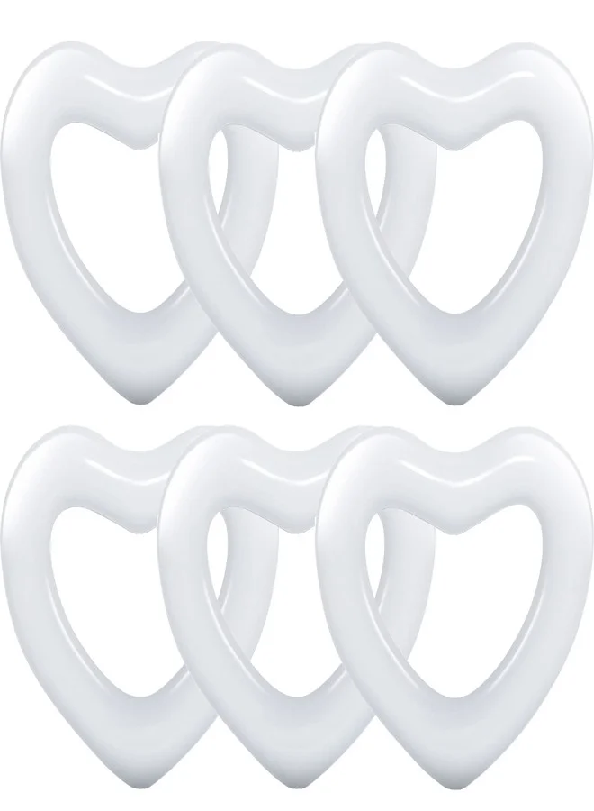 Deekin Heart Shaped Inflatable Pool Floats Premium PVC Swim Lounge for Beach and Party (White, 120 x 100 cm, 6 Pcs) ku1p1