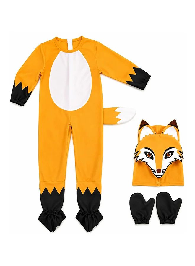 Toy Land Fox Animal Costume Set with Hood (Orange, 140 cm) Premium Fancy Dress Jumpsuit for Kids vqydp
