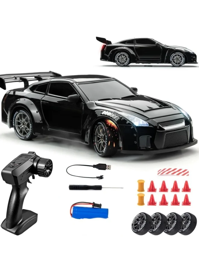 Al LIFE RC Drift Car 1:24 Scale Remote Control Vehicle 4WD High Speed Racing Toy with LED Lights and Two Batteries (Black) 1gdvq