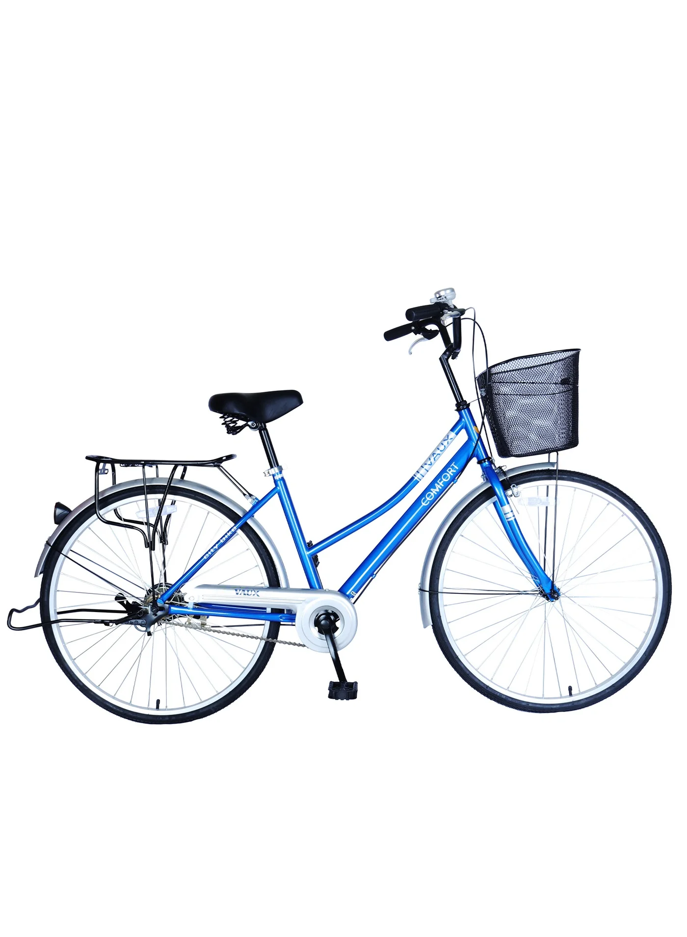 Vaux Comfort City Cruiser Bike with Sturdy Steel Frame and Front Basket (Blue, 26 Inch) q6fn0