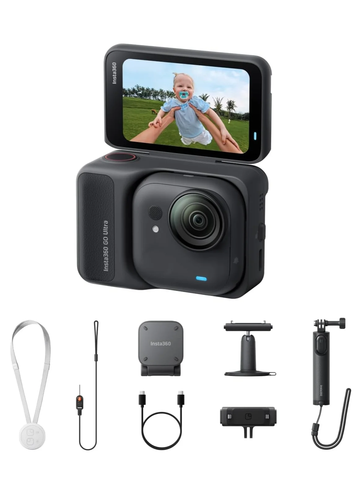 Premium Ultra-Compact 4K Action Camera Bundle with FlowState Stabilization and Portable Mounts (Midnight Black) 7uhvi
