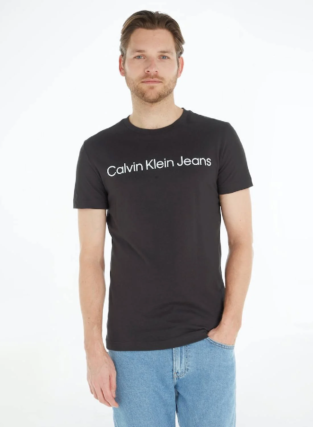 Premium Cotton Crew Neck T-Shirt for Men Casual Everyday Wear (Black, Large) aessc