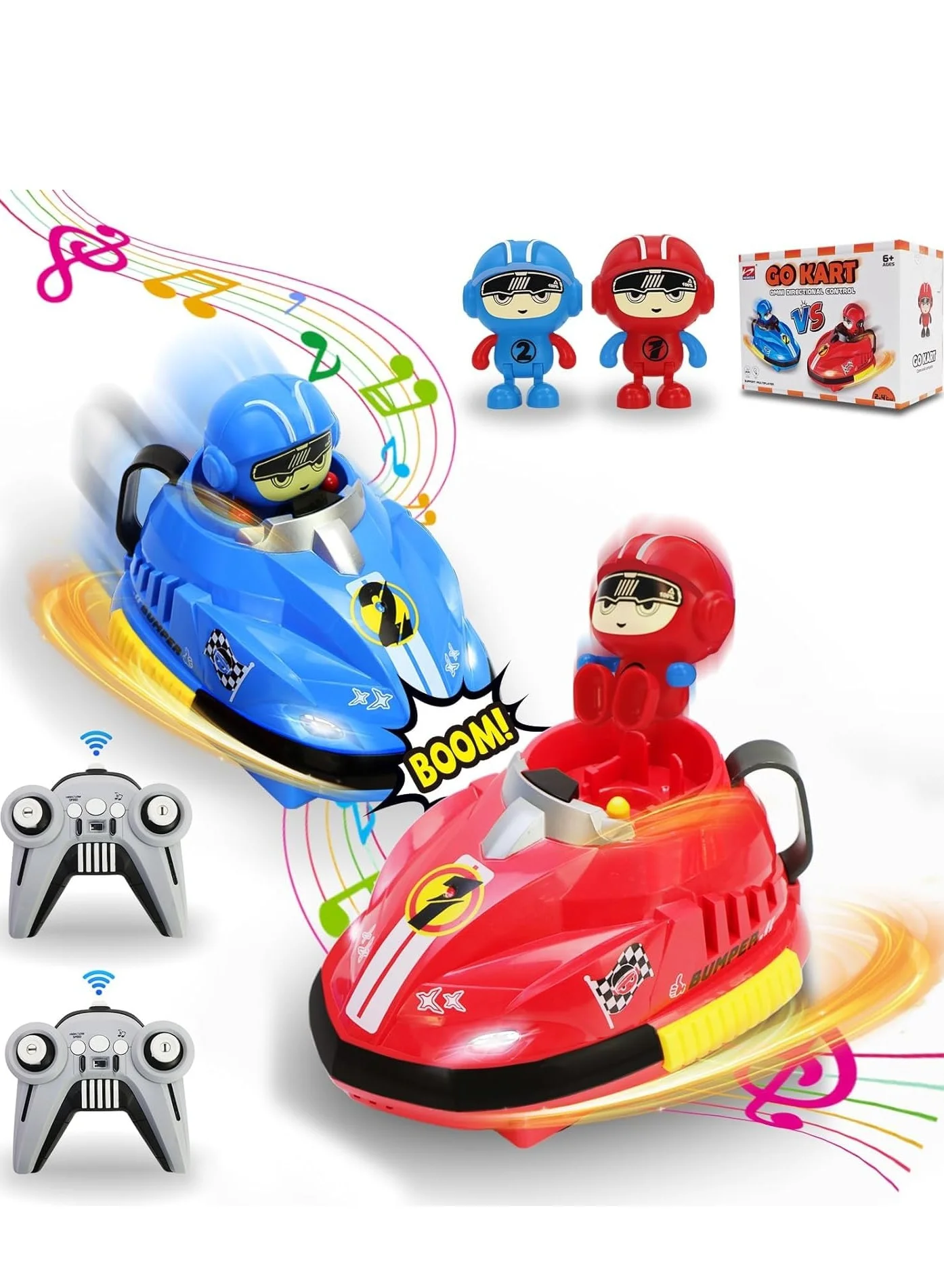 HENGDE 2.4GHz Bumper Battle RC Cars Set, Interactive Ejecting Dodgem Vehicles with Lights and Sound Effects (2 Pieces, Kids) hu02r