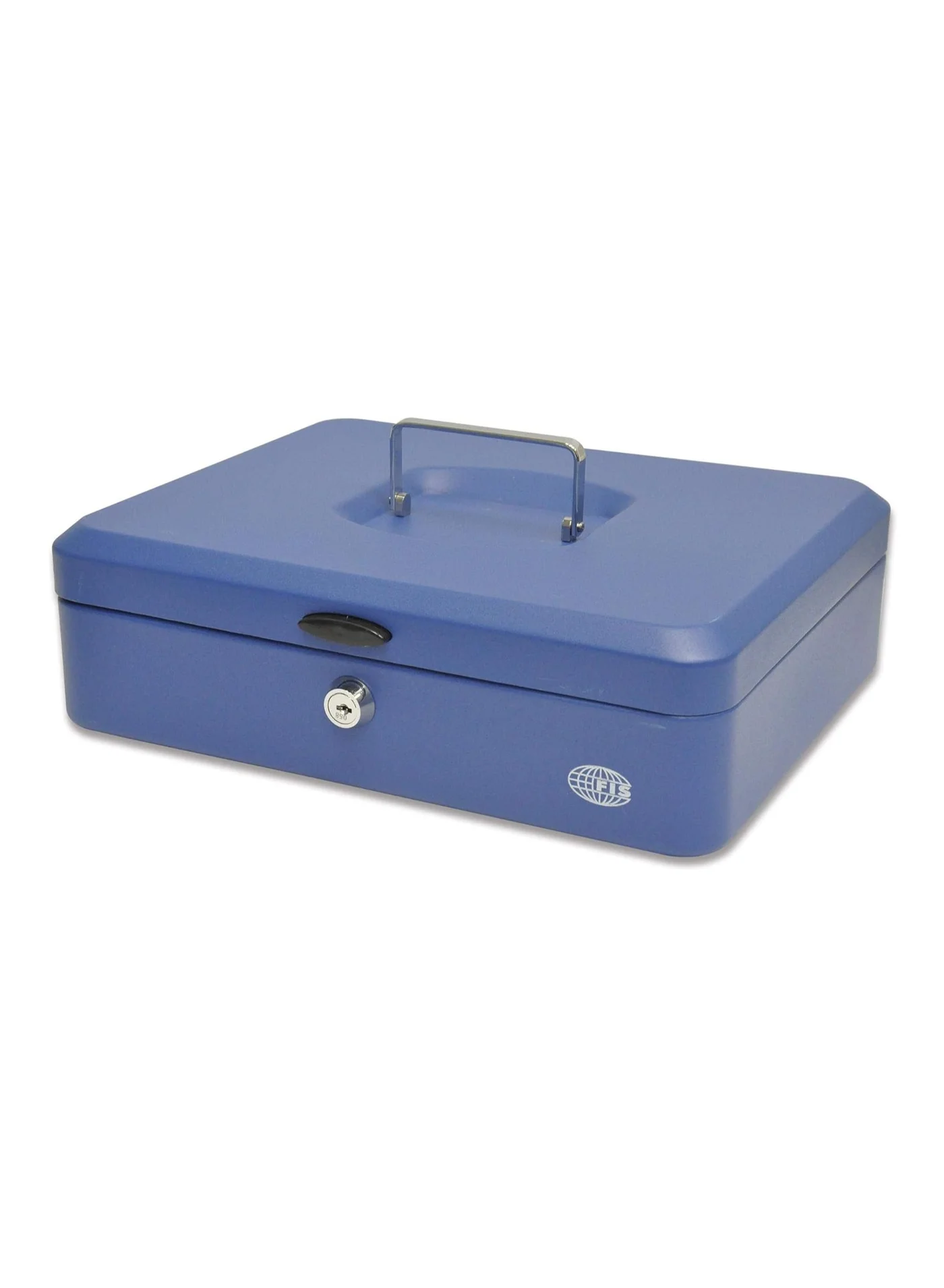 FIS Cash Box Security Safe with Key Lock for Jewelry and Valuables (Blue, 30 x 24 x 9 cm) 3b95d
