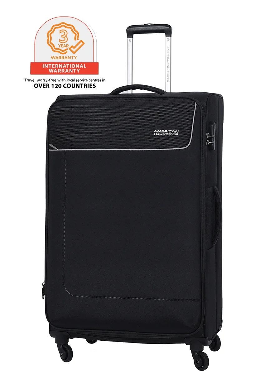 Jamaica Softside Spinner Luggage with TSA Lock and Expandable Storage (Black, 68 cm) eku8h