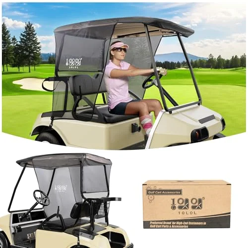 10L0L Golf Cart Sun Shade Canopy Mesh Cover UV Heat Blocking Protection for Universal Carts (Black, 150 cm x 104 cm) riyv8