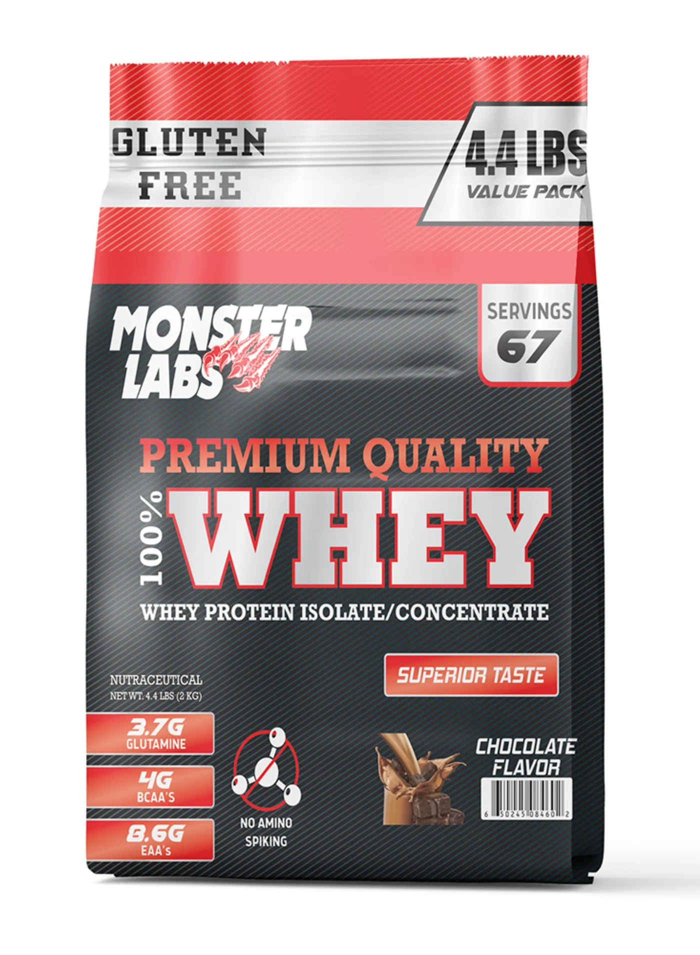 Monster Labs Whey Protein Isolate Powder (Chocolate, 2 kg, 67 Servings) Premium Muscle Support Formula 4q37r