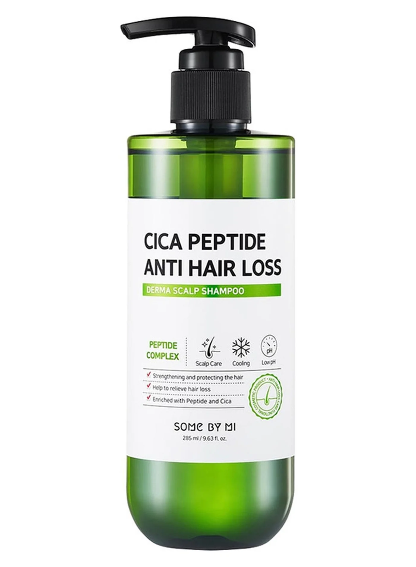 Some by Mi Cica Peptide Derma Scalp Shampoo for Thinning-Prone Hair (Green, 285 mL) pe8mh
