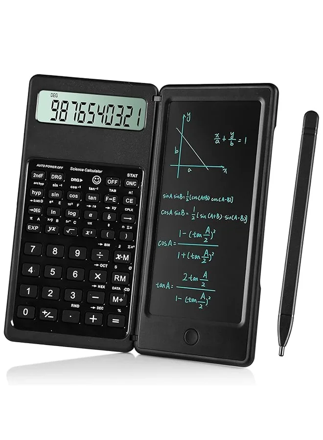 RH Advanced Scientific Calculator with Erasable LCD Writing Tablet (10-Digit, Foldable, Black) x4z2i