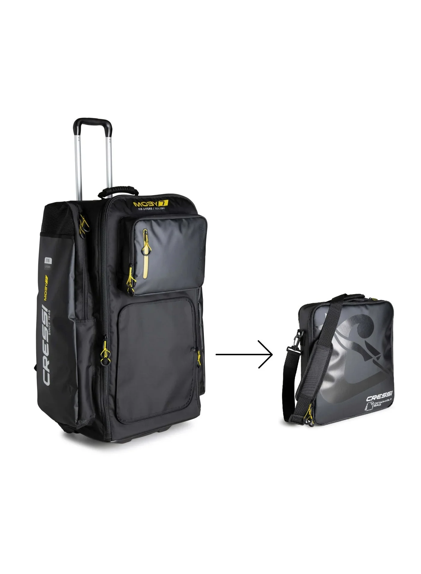 Premium Rolling Gear Trolley Bag with Shoulder Straps Heavy-Duty Travel Equipment Carrier (Black, 115L) n27yt