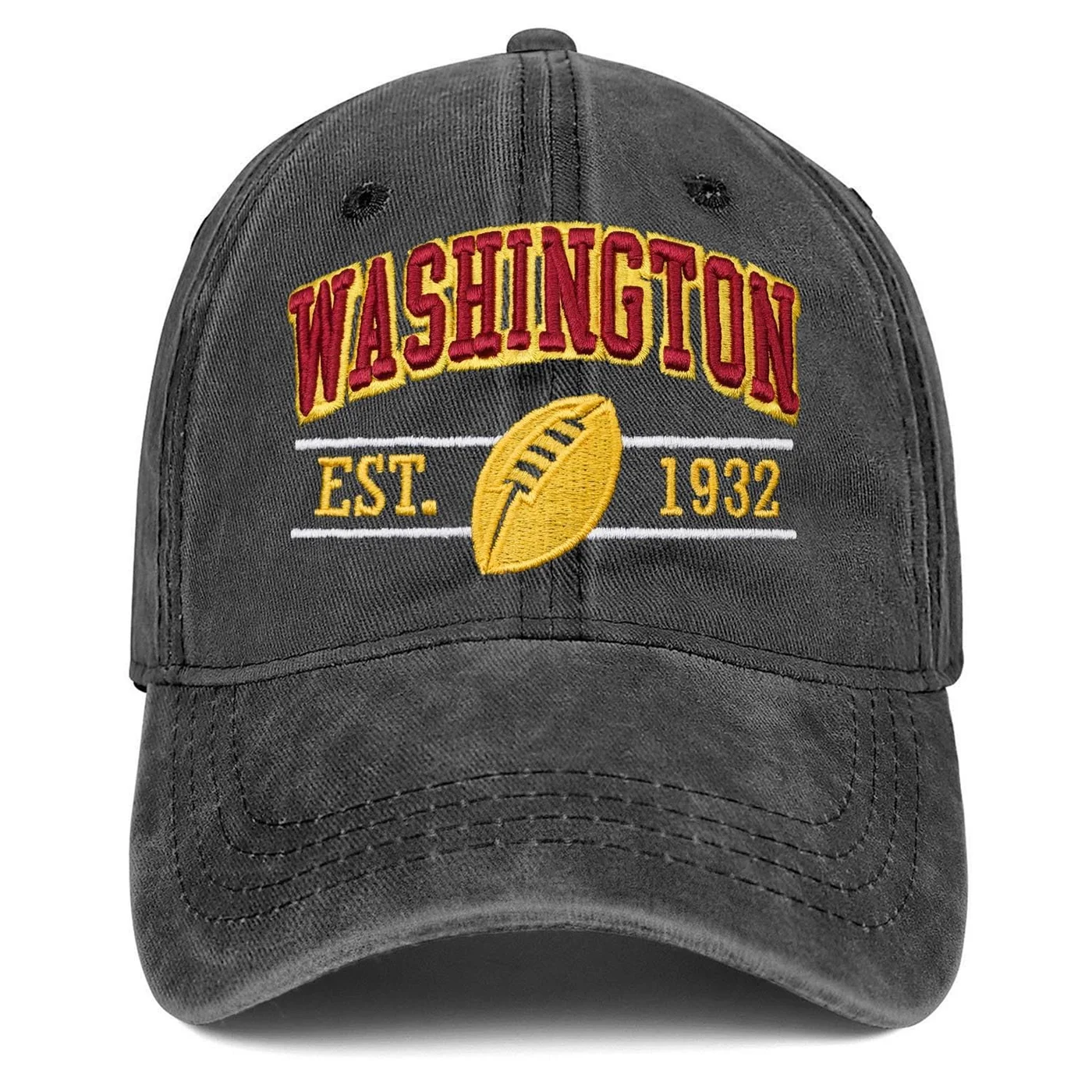 Kneenow Vintage Embroidered Football Baseball Cap Premium Cotton Adjustable Hat For Men Women (One Size) eggf2