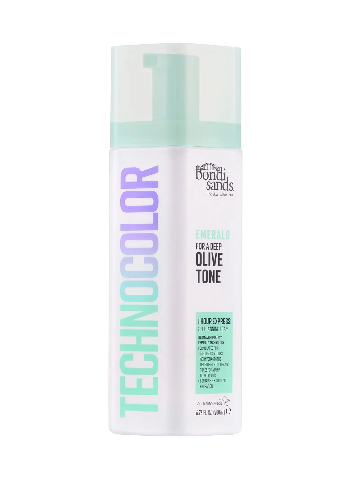 BONDI SANDS Technocolor Emerald Self Tanning Foam (Fast-Acting, Streak-Free, Natural-Looking Glow) 200 mL zw70w