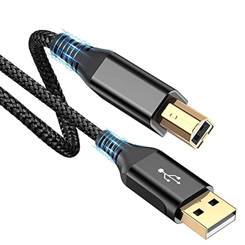 Premium USB-A to USB-B Printer Cable High-Speed Data Transfer Nylon Braided Cord for Scanners and Audio Interfaces (300 cm) mqkp9