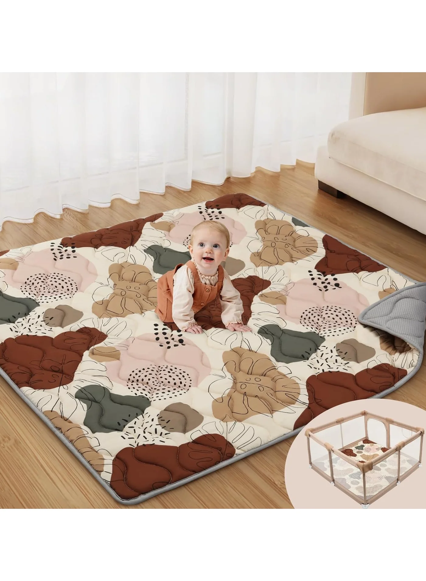 NNEWVANTE Baby Play Mat for Floor, Foldable Soft Foam Crawling Mat, Thicken Padding for Playpen (50x50 cm) y2c5f