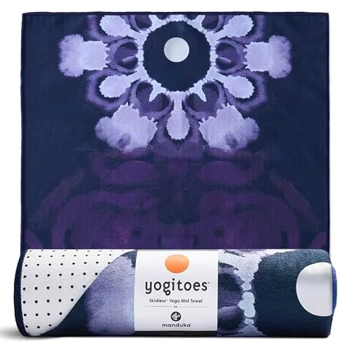Premium Yoga Mat Towel Moisture-Activated Grip Non-Slip Silicone Nubs Eco-Friendly Recycled Material (Chakra Residence, 180 x 61 cm) dyogb