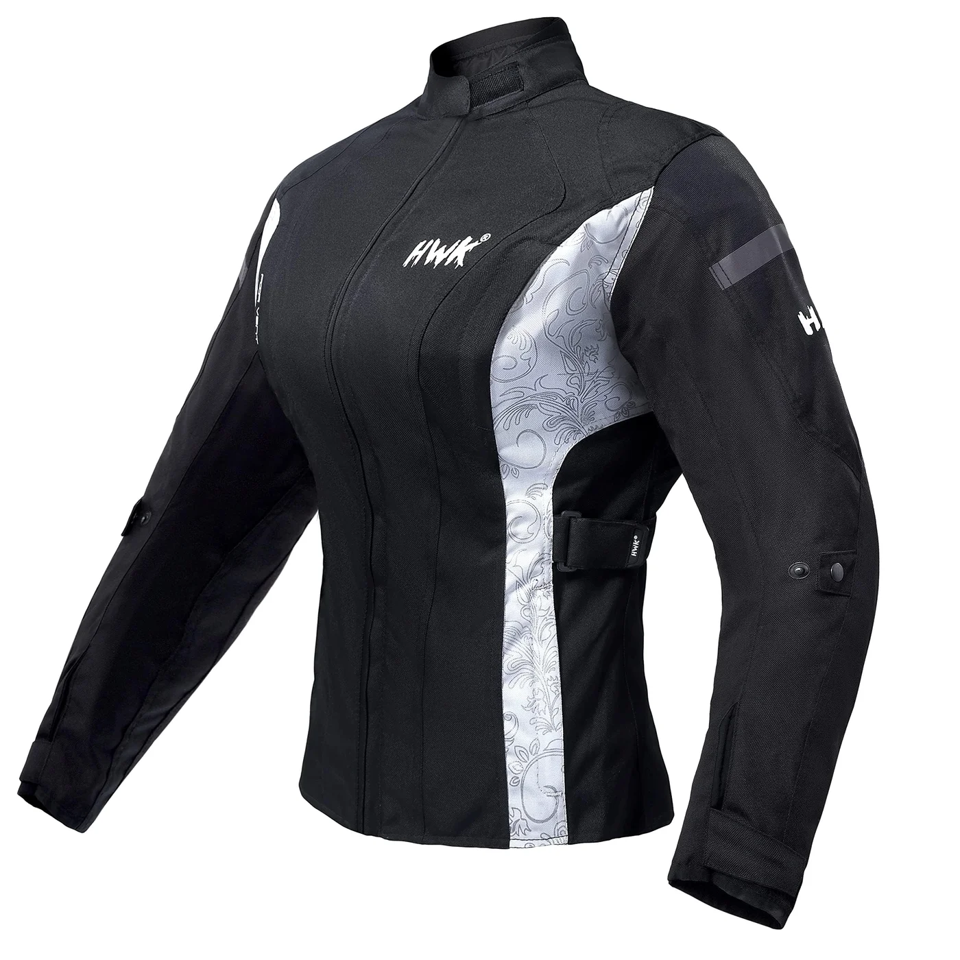 Premium Adventure Touring Motorcycle Jacket for Women, Water Resistant Textile Biker Gear with CE Armor (Black & White, X-Large) c6w37