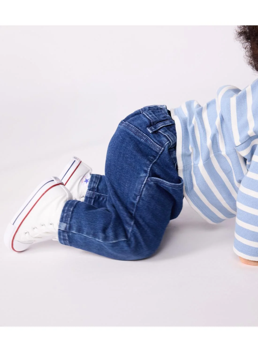 Petit Bateau Babies Denim Trousers Premium Cotton Soft Elastic Waistband (Blue, 12 Months) fas30