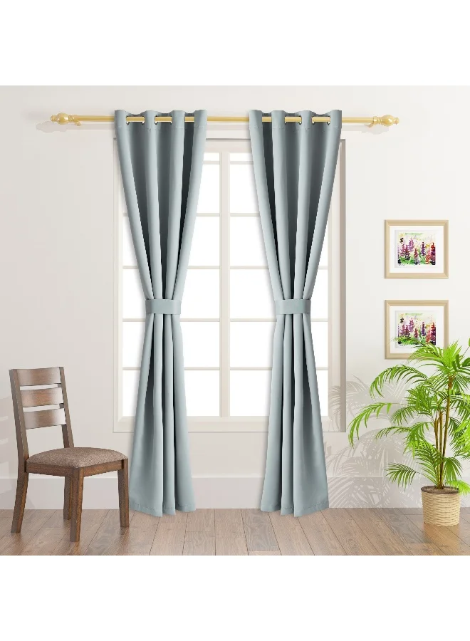 Home Box Solid Window Curtain Set Premium Fabric Drapes with Tie Backs (140x240cm, 4-Piece) nd0hq