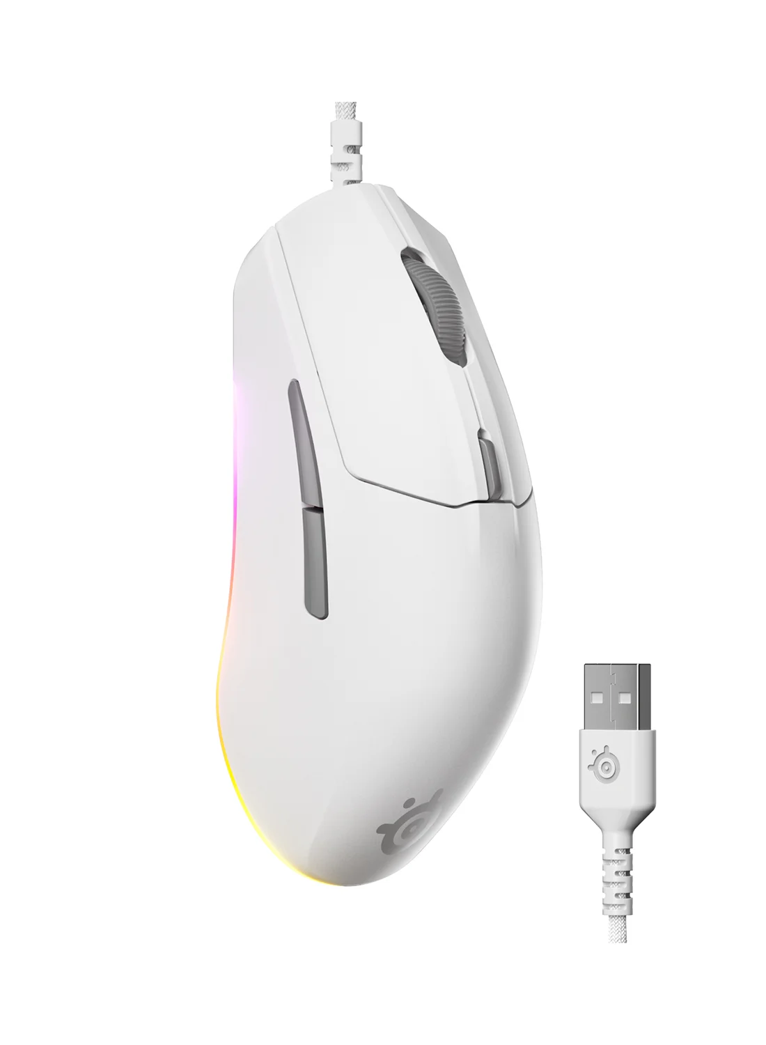 Premium Wired Optical Gaming Mouse, Symmetrical Ergonomic Design, 8500 DPI Sensor, 6 Programmable Buttons, Ultra-Lightweight (White, 77g) cmcld