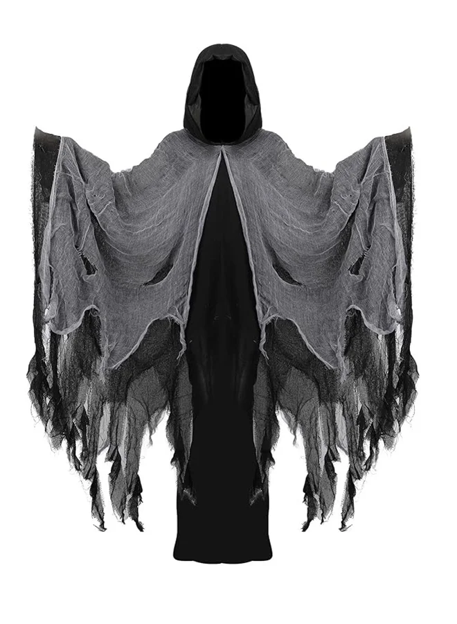 JCB CHIC Halloween Hooded Cloak Premium Mesh Cape for Adult Cosplay Masquerade Party (Black, One Size) 4pahe