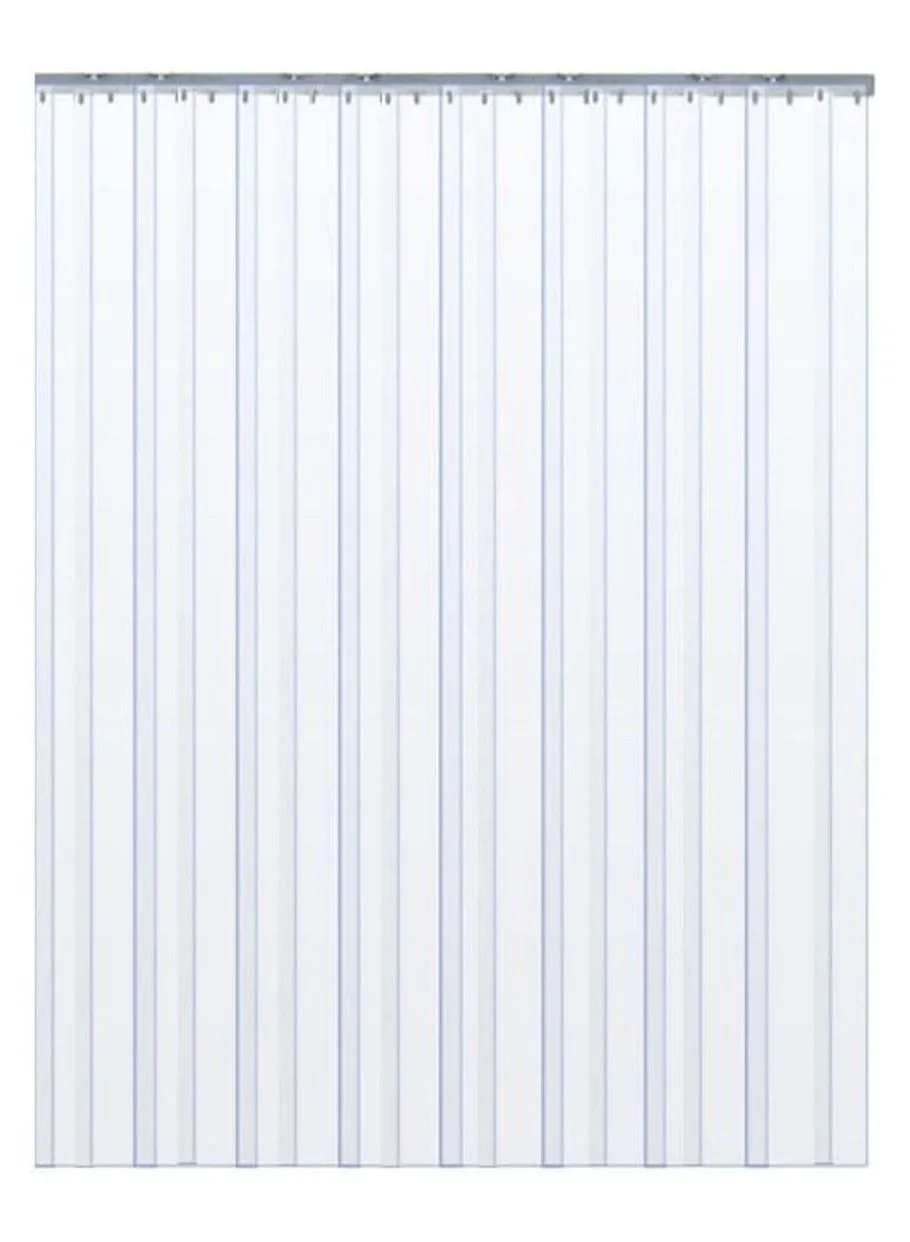 Rubik PVC Strip Door Curtain Set with Stainless Steel Channel Bar (Clear, 2.7 x 1 Meter) i0gr3