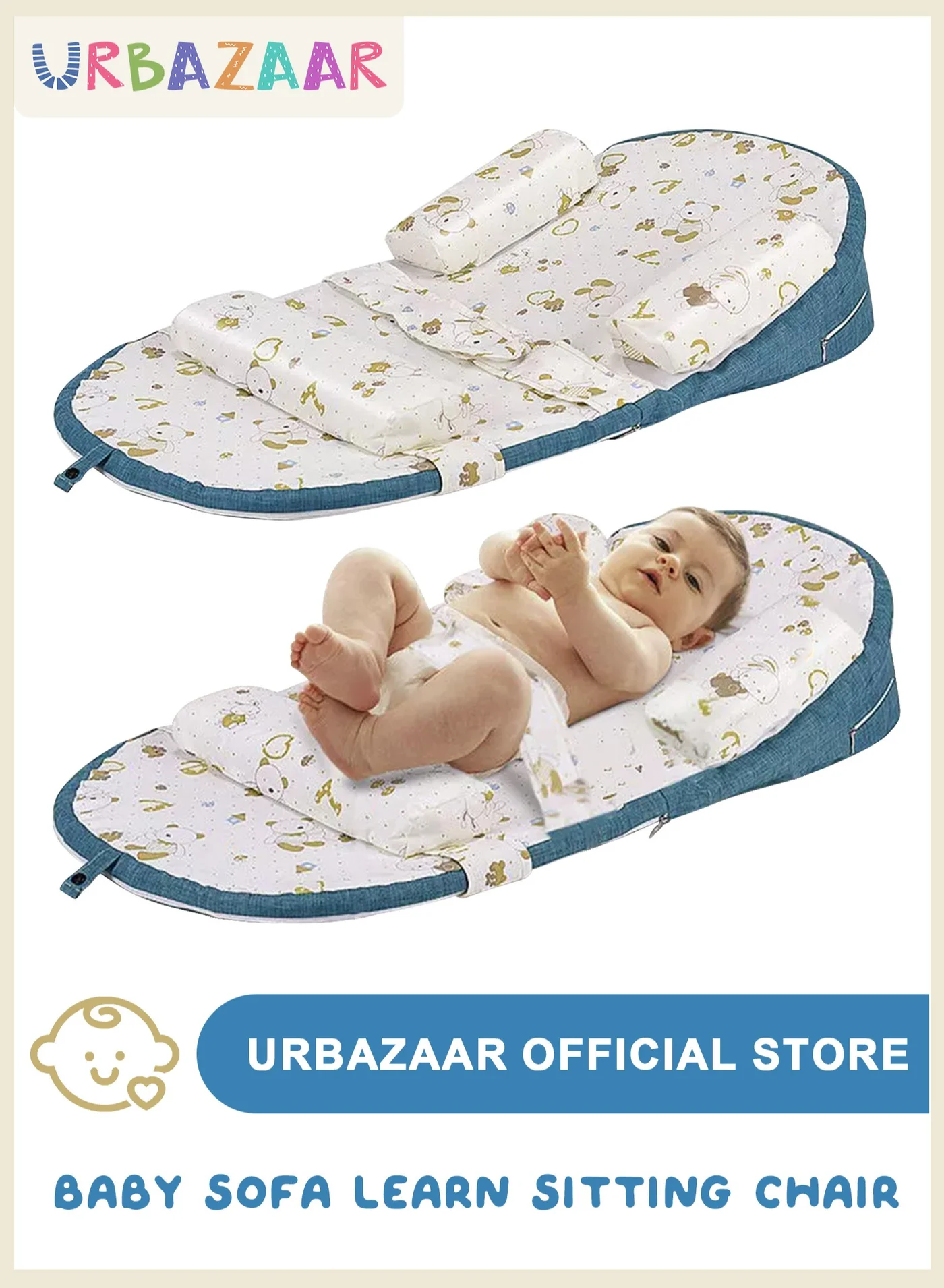 URbazaar Baby Lounger Sleeping Nest with Adjustable Incline (0-30 Degree) Portable Travel Crib for Infants h3l6r