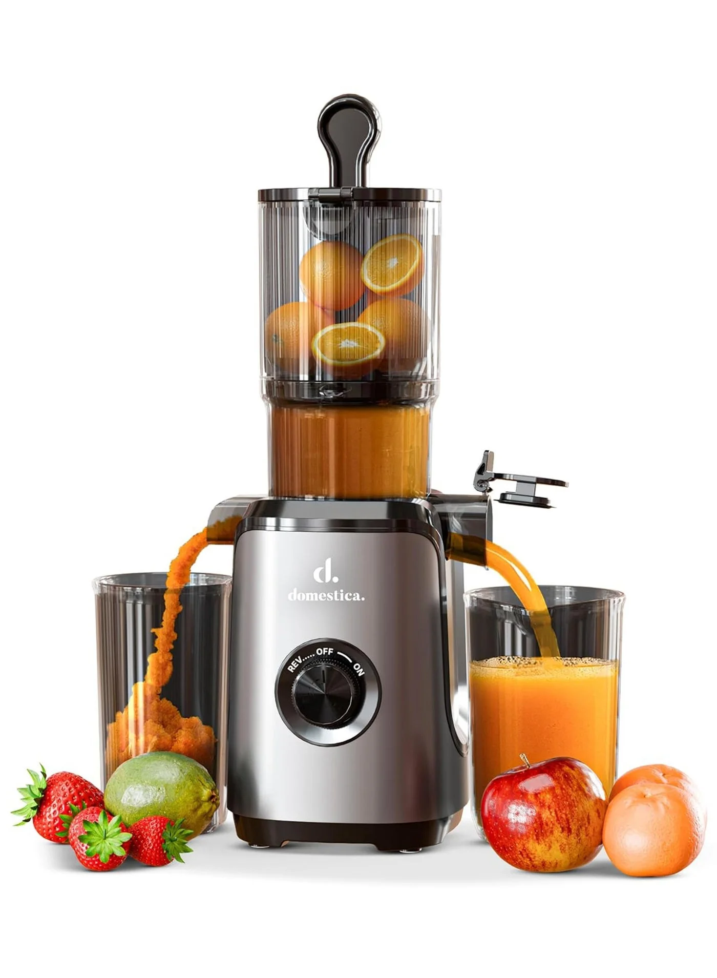 Domestica Cold Press Slow Juicer Machine with 108mm Wide Feed Chute for Whole Fruits and Vegetables (Premium Masticating Juice Extractor) yba2m