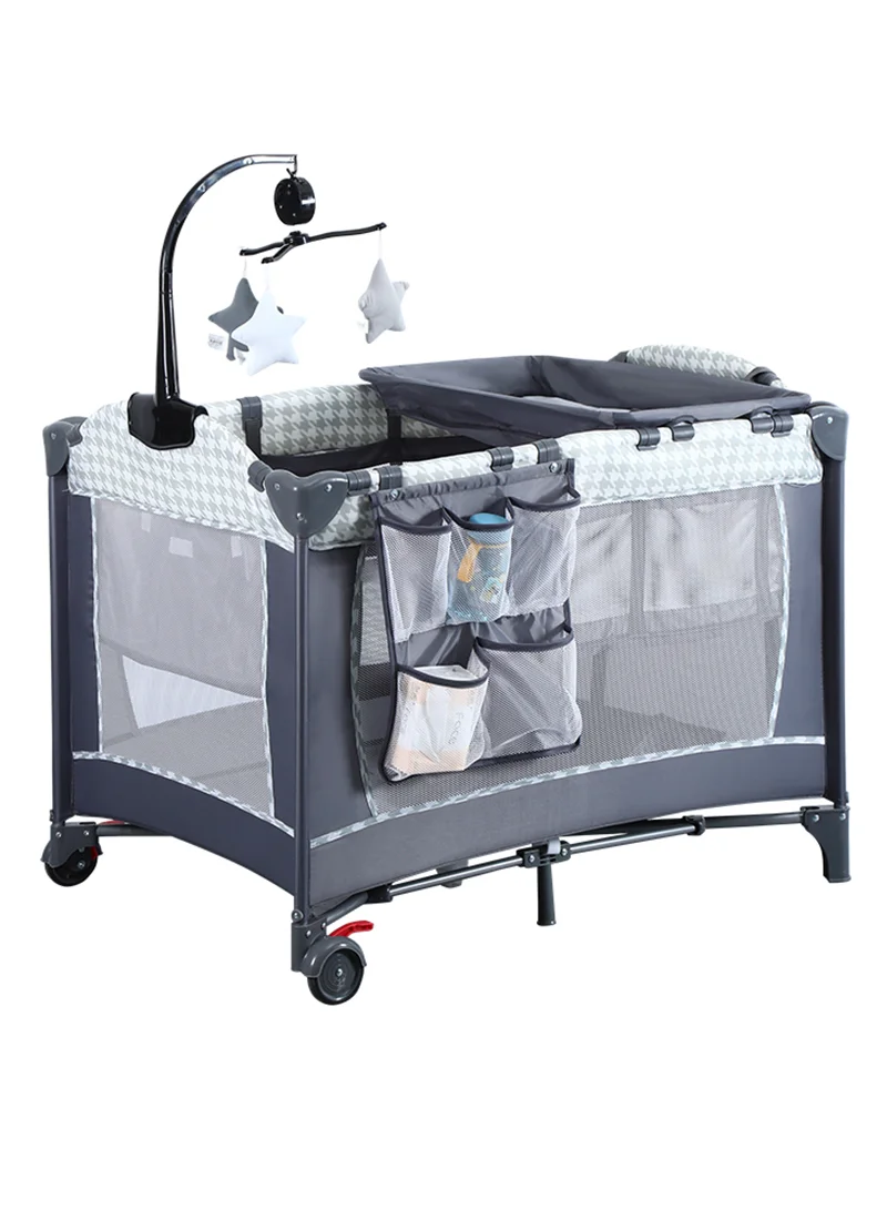 MaBaby Portable Baby Playpen with Detachable Bassinet and Changing Table (Grey, 120 x 60 x 76 cm) fqx0g