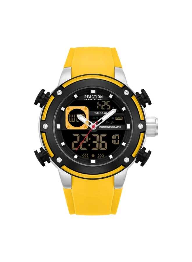 Premium Men's Analog Digital Sport Watch with Silicone Strap (Yellow, 56.2mm) t7atc