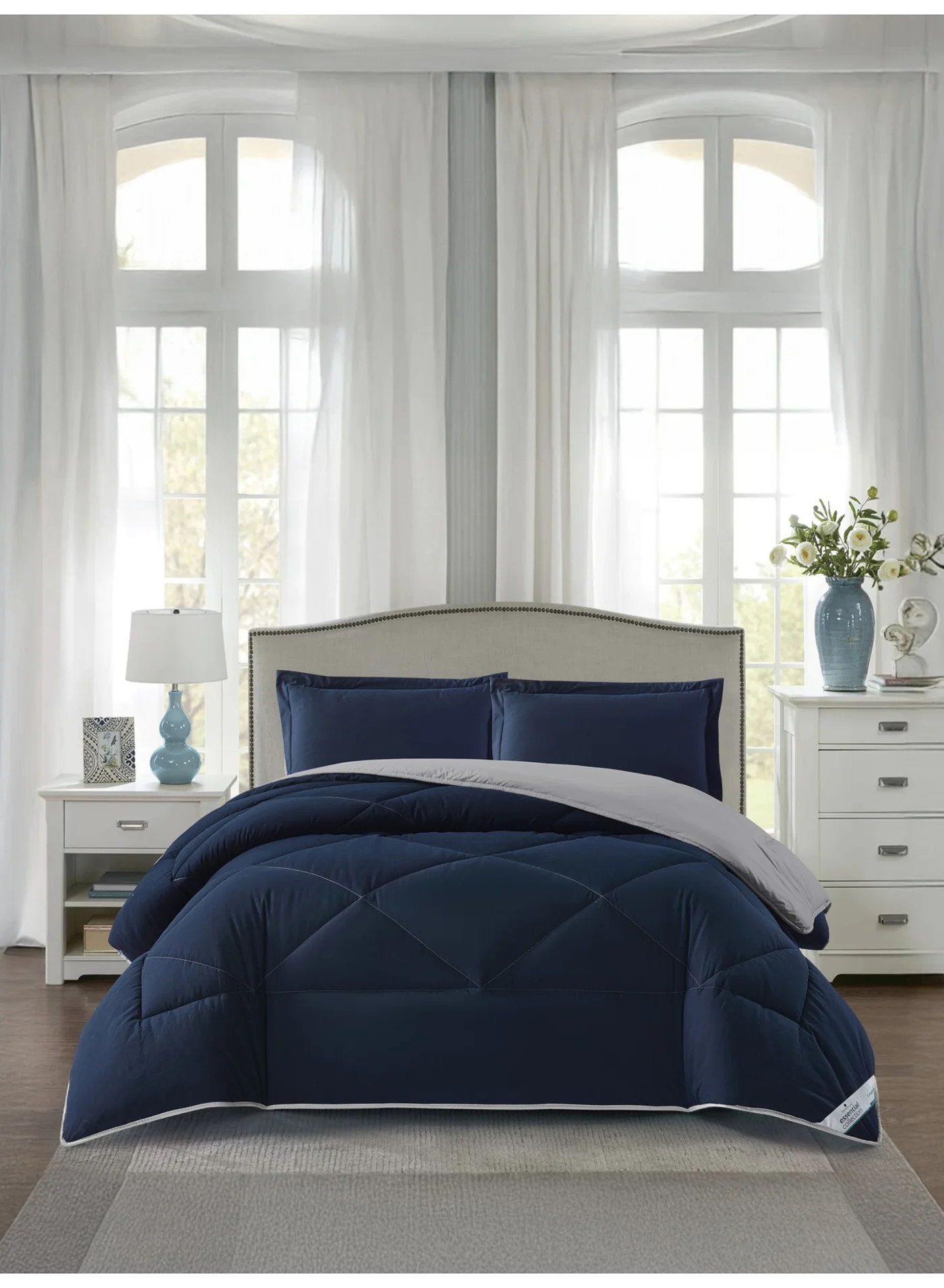 Donetella Bedding Comforter Set Premium Microfiber Quilted Bedding (Solid, King Size 260x240 cm, 3-Piece Set) uwg8d