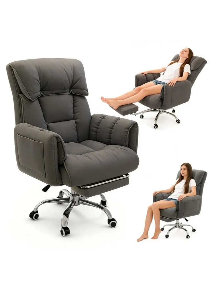GGEROU Ergonomic Swivel Gaming Chair Premium Office Desk Chair with Adjustable Reclining Backrest for Home Study (Grey) cfj9f