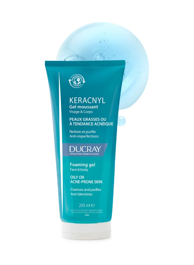 Ducray Keracnyl Cleansing Gel Premium Face Wash for Combination Skin (200 mL) 0uncw