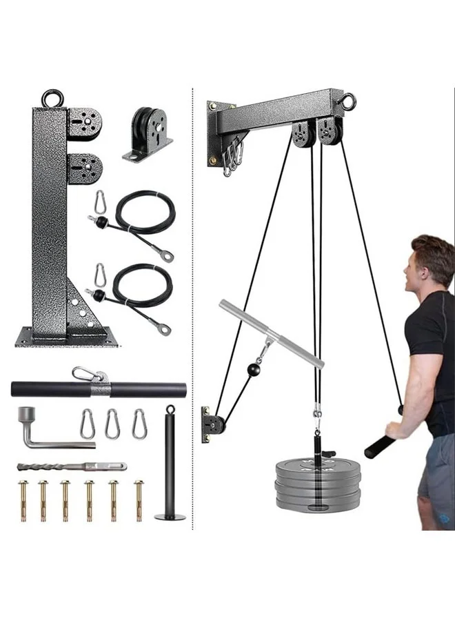 Max Strength Wall Mount Fitness Pulley System LAT Pull Down and Low Row Cable Machine (Alloy Steel, Professional Home Gym Equipment) jqz6b
