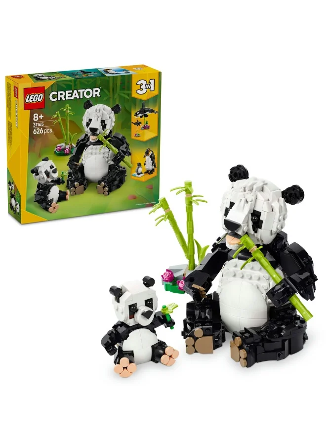 Building Blocks 3-in-1 Wild Animals Panda Family Construction Set (626 Pieces) for Kids d884q