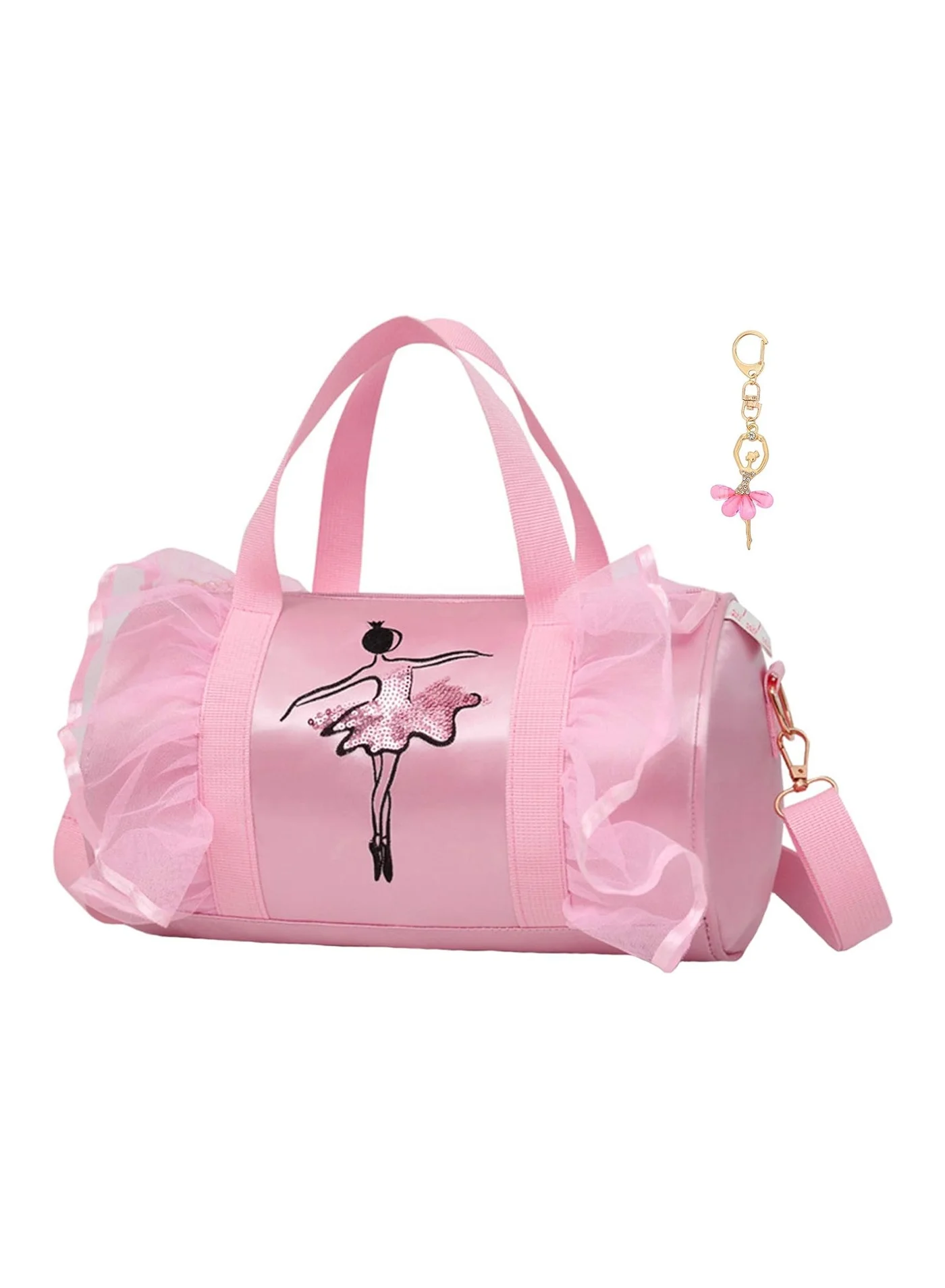 Premium Ballet Dance Duffle Bag for Girls Lightweight Travel Gym Bag (Pink, 40 cm x 20 cm x 20 cm) 6d4xd