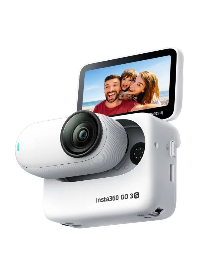 Premium Tiny Action Camera 4K Wide-Angle Video with Flip TouchScreen and Action Pod (Arctic White, 128GB) esj2e